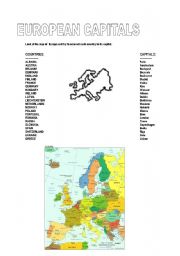 English Worksheet: European Capitals