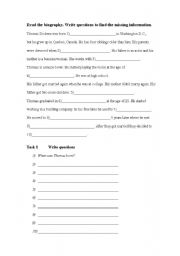 English worksheet: Biography