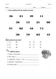 English Worksheet: Numbers 1-100