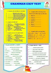 English Worksheet: GRAMMAR EXIT TEST