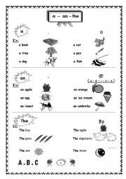 English Worksheet: a /an / the