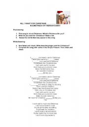 English Worksheet: All I want for christmas is you