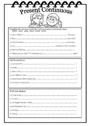 English Worksheet: Present Continuous