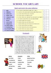 English Worksheet: SCHOOL: vocabulary exercises