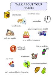 English worksheet: VOCABULARY: Talk about your habits