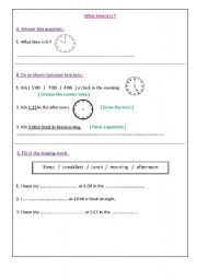 English worksheet: What time is it ?