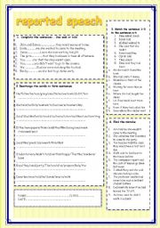 English Worksheet: reported speech