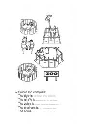 English Worksheet: Colour and complete