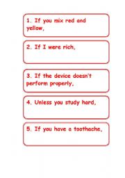 English Worksheet: zero, first, second and third conditional activity cards