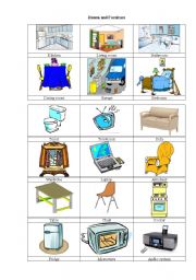 English Worksheet: rooms and furniture