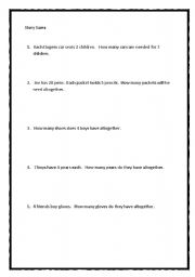 English worksheet: Story Sums