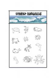 English worksheet: Water Animals / Following Directions