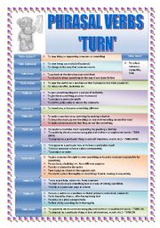 English Worksheet: PHRASAL VERBS: TURN