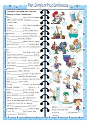 English Worksheet: past simple or past continuous (with key)