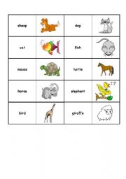 English Worksheet: ANIMALS DOMINO