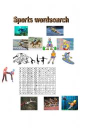 English worksheet: sports wordsearch