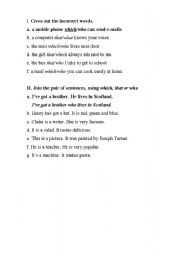 English Worksheet: Relative Clauses - exercises