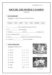 English Worksheet: Soccer The People Pasion