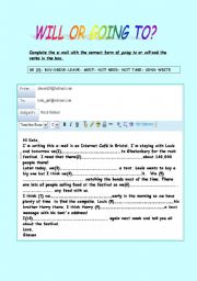English Worksheet: WILL OR GOING TO?