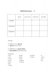 English Worksheet: Daily Schedule Survey