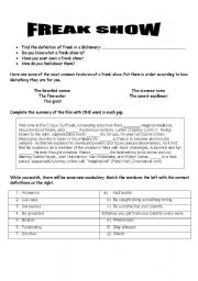 English worksheet: Cirque du Freak video session