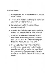 English Worksheet: Finding Nemo