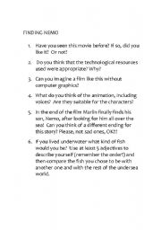 English Worksheet: Finding Nemo