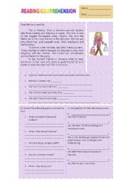 English Worksheet: Reading/comprehension