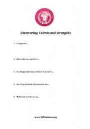 English Worksheet: Discovering Strengths and Talents