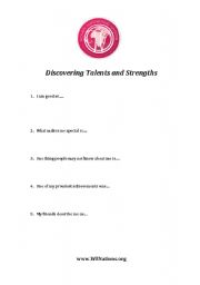 English worksheet: Discovering Strengths and Talents