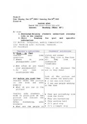 English worksheet: lesson plan