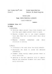 English Worksheet: lesson plan