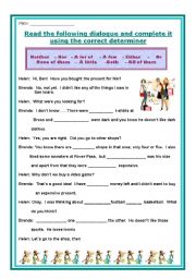 English Worksheet: NEITHER-NOR, EITHER-OR, AFEW, A LITTLE, BOTH