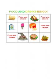 English worksheet: Food and Drinks Bingo!