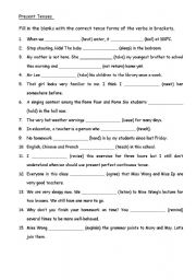 English worksheet: Present Tenses