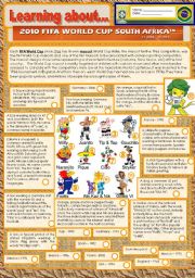 English Worksheet: Reading - The world cup mascots