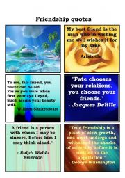 English Worksheet: Speaking cards- Friendship quotes part II