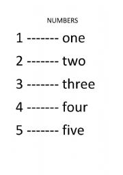 English Worksheet: pre numbers