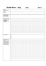 English worksheet: Radio Reading Log