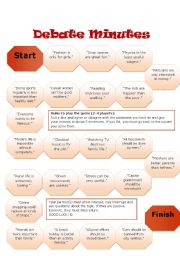 English Worksheet: Debate Minutes - Boardgame