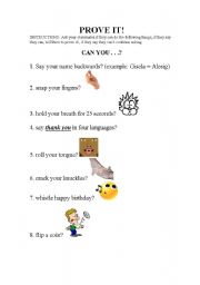 English worksheet: Prove it! Can/Cant
