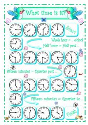 What time is it? - 2 - Quater to/past + whole/half hour - oral practice