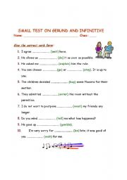 English worksheet: test on gerund or infinitive