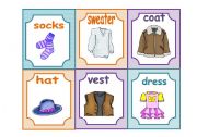 English Worksheet: clothes flash cards