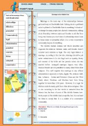 English Worksheet: Marriages around the world. (The Middle East) Part 1