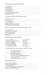 English Worksheet: Verb to be