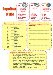 English Worksheet: Prepositions of time