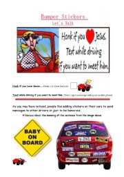 English Worksheet: Lets Talk - Bumper Stickers