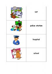 English worksheet: Around Town Matching Worksheet