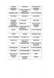 English worksheet: Business Vocabulary Bingo